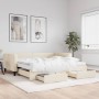 Trundle sofa bed with drawers cream fabric 100x200 cm by vidaXL, Beds and slatted bases - Ref: Foro24-3196641, Price: 564,96 ...