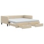 Trundle sofa bed with drawers cream fabric 100x200 cm by vidaXL, Beds and slatted bases - Ref: Foro24-3196641, Price: 564,96 ...