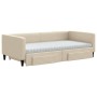 Trundle sofa bed with drawers cream fabric 100x200 cm by vidaXL, Beds and slatted bases - Ref: Foro24-3196641, Price: 564,96 ...