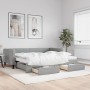 Trundle sofa bed with drawers light gray fabric 90x190 cm by vidaXL, Beds and slatted bases - Ref: Foro24-3196642, Price: 503...