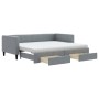 Trundle sofa bed with drawers light gray fabric 90x190 cm by vidaXL, Beds and slatted bases - Ref: Foro24-3196642, Price: 503...