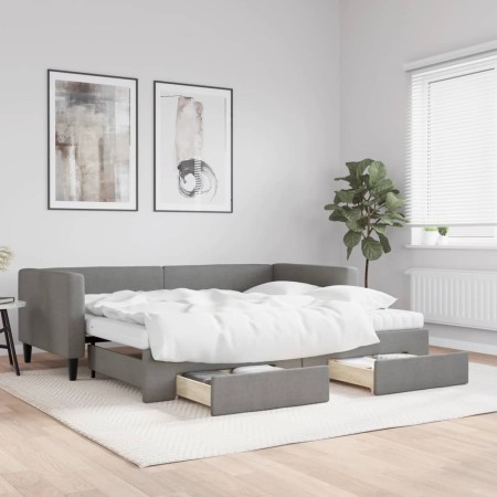 Sofá cama nido con cajones tela gris oscuro 90x190 cm de vidaXL, Camas y somieres - Ref: Foro24-3196643, Precio: 497,99 €, De...