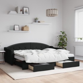 Trundle sofa bed with drawers black fabric 80x200 cm by vidaXL, Beds and slatted bases - Ref: Foro24-3197581, Price: 458,65 €...