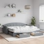 Trundle sofa bed with drawers light gray fabric 90x200 cm by vidaXL, Beds and slatted bases - Ref: Foro24-3197584, Price: 480...