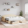 Sofá cama nido con cajones tela color crema 90x200 cm de vidaXL, Camas y somieres - Ref: Foro24-3197588, Precio: 479,99 €, De...