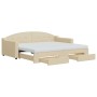 Sofá cama nido con cajones tela color crema 90x200 cm de vidaXL, Camas y somieres - Ref: Foro24-3197588, Precio: 479,99 €, De...