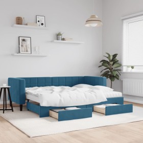 Trundle sofa bed with drawers blue velvet 80x200 cm by vidaXL, Beds and slatted bases - Ref: Foro24-3196755, Price: 486,30 €,...