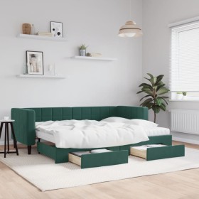 Trundle sofa bed with drawers dark green velvet 80x200 cm by vidaXL, Beds and slatted bases - Ref: Foro24-3196758, Price: 496...