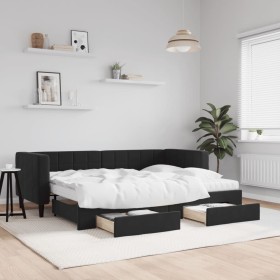 Trundle sofa bed with drawers black velvet 80x200 cm by vidaXL, Beds and slatted bases - Ref: Foro24-3196760, Price: 456,58 €...