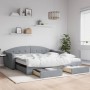 Trundle sofa bed with drawers light gray fabric 100x200 cm by vidaXL, Beds and slatted bases - Ref: Foro24-3197589, Price: 49...