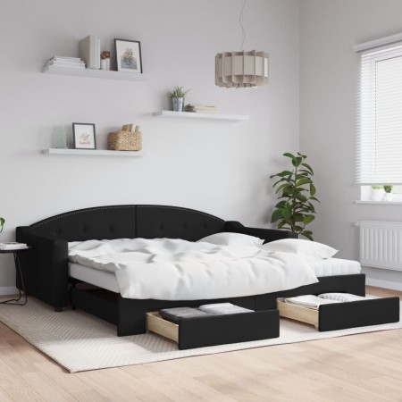 Sofá cama nido con cajones tela negro 100x200 cm de vidaXL, Camas y somieres - Ref: Foro24-3197591, Precio: 495,92 €, Descuen...