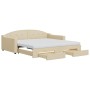 Sofá cama nido con cajones tela color crema 100x200 cm de vidaXL, Camas y somieres - Ref: Foro24-3197593, Precio: 495,92 €, D...