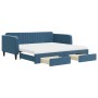 Trundle sofa bed with drawers blue velvet 100x200 cm by vidaXL, Beds and slatted bases - Ref: Foro24-3197141, Price: 496,48 €...