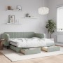 Trundle sofa bed with drawers light gray velvet 90x190 cm by vidaXL, Beds and slatted bases - Ref: Foro24-3197148, Price: 577...