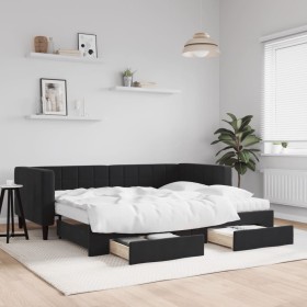 Sofá cama nido con cajones terciopelo negro 90x200 cm de vidaXL, Camas y somieres - Ref: Foro24-3196767, Precio: 509,25 €, De...