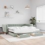 Trundle sofa bed with drawers light gray velvet 100x200 cm by vidaXL, Beds and slatted bases - Ref: Foro24-3196770, Price: 52...