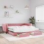 Sofá cama nido con cajones terciopelo rosa 100x200 cm de vidaXL, Camas y somieres - Ref: Foro24-3196773, Precio: 499,58 €, De...