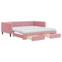 Sofá cama nido con cajones terciopelo rosa 100x200 cm de vidaXL, Camas y somieres - Ref: Foro24-3196773, Precio: 499,58 €, De...