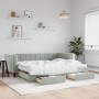 Trundle sofa bed with drawers light gray velvet 90x190 cm by vidaXL, Beds and slatted bases - Ref: Foro24-3196776, Price: 567...