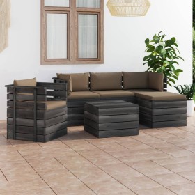 Garden pallet furniture 6 pieces cushions solid pine wood by vidaXL, Garden sets - Ref: Foro24-3061859, Price: 561,99 €, Disc...