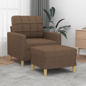 Brown fabric armchair with stool 60 cm by vidaXL, Sofas - Ref: Foro24-3200996, Price: 217,17 €, Discount: %