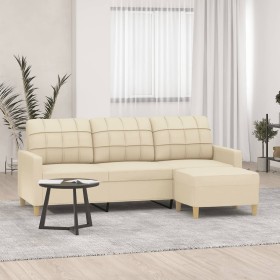 3-Sitzer-Sofa mit cremefarbenem Stoffhocker 180 cm von vidaXL, Sofas - Ref: Foro24-3201003, Preis: 355,59 €, Rabatt: %