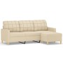 3-seater sofa with cream fabric stool 180 cm by vidaXL, Sofas - Ref: Foro24-3201003, Price: 357,33 €, Discount: %