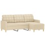 3-seater sofa with cream fabric stool 180 cm by vidaXL, Sofas - Ref: Foro24-3201003, Price: 357,33 €, Discount: %