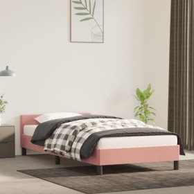 Pink velvet bed frame with headboard 100x200 cm by vidaXL, Beds and slatted bases - Ref: Foro24-347560, Price: 104,99 €, Disc...