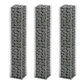 Gabion wall baskets galvanized wire 25x25x150cm 3 units by vidaXL, fence panels - Ref: Foro24-141046, Price: 72,15 €, Discoun...