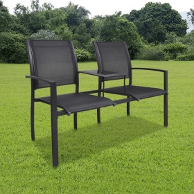 Banco de jardín 2 personas acero y textileno negro 131 cm de vidaXL, Bancos de jardín - Ref: Foro24-40838, Precio: 132,99 €, ...