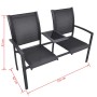 Banco de jardín 2 personas acero y textileno negro 131 cm de vidaXL, Bancos de jardín - Ref: Foro24-40838, Precio: 132,99 €, ...