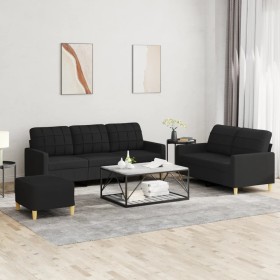 Sofa set with cushions 3 pieces black fabric by vidaXL, Sofas - Ref: Foro24-3201318, Price: 579,98 €, Discount: %