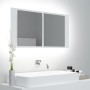 Armario espejo de baño con luz LED acrílico blanco 90x12x45 cm de vidaXL, Tocadores de baño - Ref: Foro24-804972, Precio: 57,...