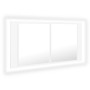 Armario espejo de baño con luz LED acrílico blanco 90x12x45 cm de vidaXL, Tocadores de baño - Ref: Foro24-804972, Precio: 57,...