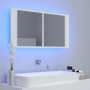 Armario espejo de baño con luz LED acrílico blanco 90x12x45 cm de vidaXL, Tocadores de baño - Ref: Foro24-804972, Precio: 57,...