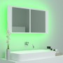 Armario espejo de baño con luz LED acrílico blanco 90x12x45 cm de vidaXL, Tocadores de baño - Ref: Foro24-804972, Precio: 57,...