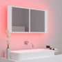 Armario espejo de baño con luz LED acrílico blanco 90x12x45 cm de vidaXL, Tocadores de baño - Ref: Foro24-804972, Precio: 57,...