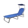 Folding lounger with steel hood and blue fabric by vidaXL, Loungers - Ref: Foro24-41196, Price: 62,23 €, Discount: %