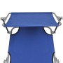 Folding lounger with steel hood and blue fabric by vidaXL, Loungers - Ref: Foro24-41196, Price: 62,23 €, Discount: %