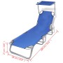 Folding lounger with steel hood and blue fabric by vidaXL, Loungers - Ref: Foro24-41196, Price: 62,23 €, Discount: %