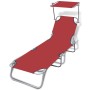 Folding lounger with steel hood and red fabric by vidaXL, Loungers - Ref: Foro24-41198, Price: 63,98 €, Discount: %