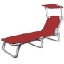 Folding lounger with steel hood and red fabric by vidaXL, Loungers - Ref: Foro24-41198, Price: 63,98 €, Discount: %