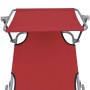 Folding lounger with steel hood and red fabric by vidaXL, Loungers - Ref: Foro24-41198, Price: 63,98 €, Discount: %