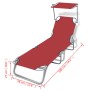 Folding lounger with steel hood and red fabric by vidaXL, Loungers - Ref: Foro24-41198, Price: 63,98 €, Discount: %