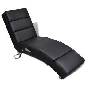 Black Faux Leather Reclining Massage Lounger by vidaXL, Electric massage chairs - Ref: Foro24-240968, Price: 248,88 €, Discou...