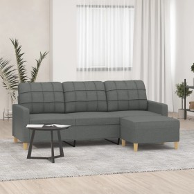 Sofá de 3 plazas con taburete de tela gris oscuro 180 cm de vidaXL, Sofás - Ref: Foro24-3201002, Precio: 368,76 €, Descuento: %