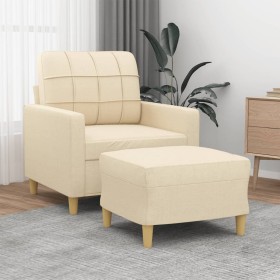 Sessel mit Hocker aus cremefarbenem Stoff 60 cm von vidaXL, Sofas - Ref: Foro24-3200995, Preis: 215,39 €, Rabatt: %