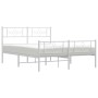 Metal bed frame with headboard and white footboard 135x190 cm by vidaXL, Beds and slatted bases - Ref: Foro24-355333, Price: ...