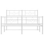 Metal bed frame with headboard and white footboard 135x190 cm by vidaXL, Beds and slatted bases - Ref: Foro24-355333, Price: ...